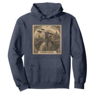 Cherokee Pride Strength Hoodie Native American Vintage Postage Stamp Graphic TS12 Navy Print Your Wear