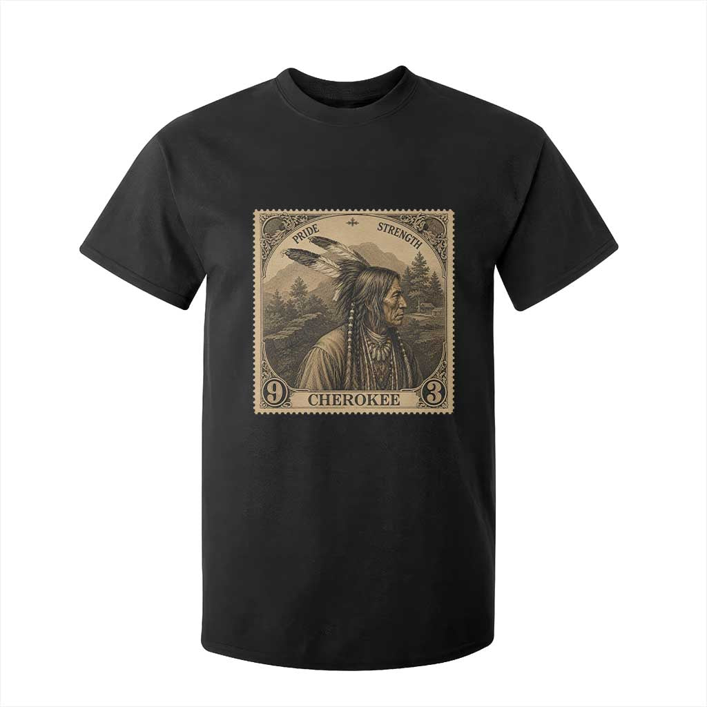 Cherokee Pride Strength T Shirt For Kid Native American Vintage Postage Stamp Graphic TS12 Black Print Your Wear
