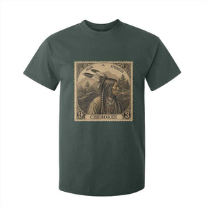 Cherokee Pride Strength T Shirt For Kid Native American Vintage Postage Stamp Graphic TS12 Dark Forest Green Print Your Wear