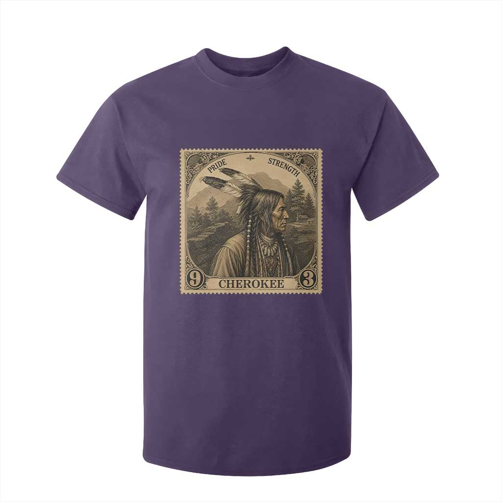 Cherokee Pride Strength T Shirt For Kid Native American Vintage Postage Stamp Graphic TS12 Purple Print Your Wear
