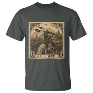 Cherokee Pride Strength T Shirt Native American Vintage Postage Stamp Graphic TS12 Dark Heather Print Your Wear