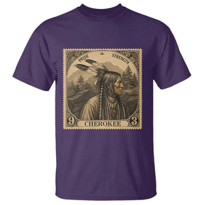 Cherokee Pride Strength T Shirt Native American Vintage Postage Stamp Graphic TS12 Purple Print Your Wear