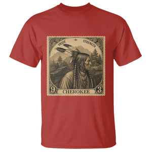 Cherokee Pride Strength T Shirt Native American Vintage Postage Stamp Graphic TS12 Red Print Your Wear