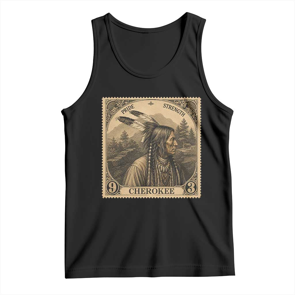 Cherokee Pride Strength Tank Top Native American Vintage Postage Stamp Graphic TS12 Black Print Your Wear