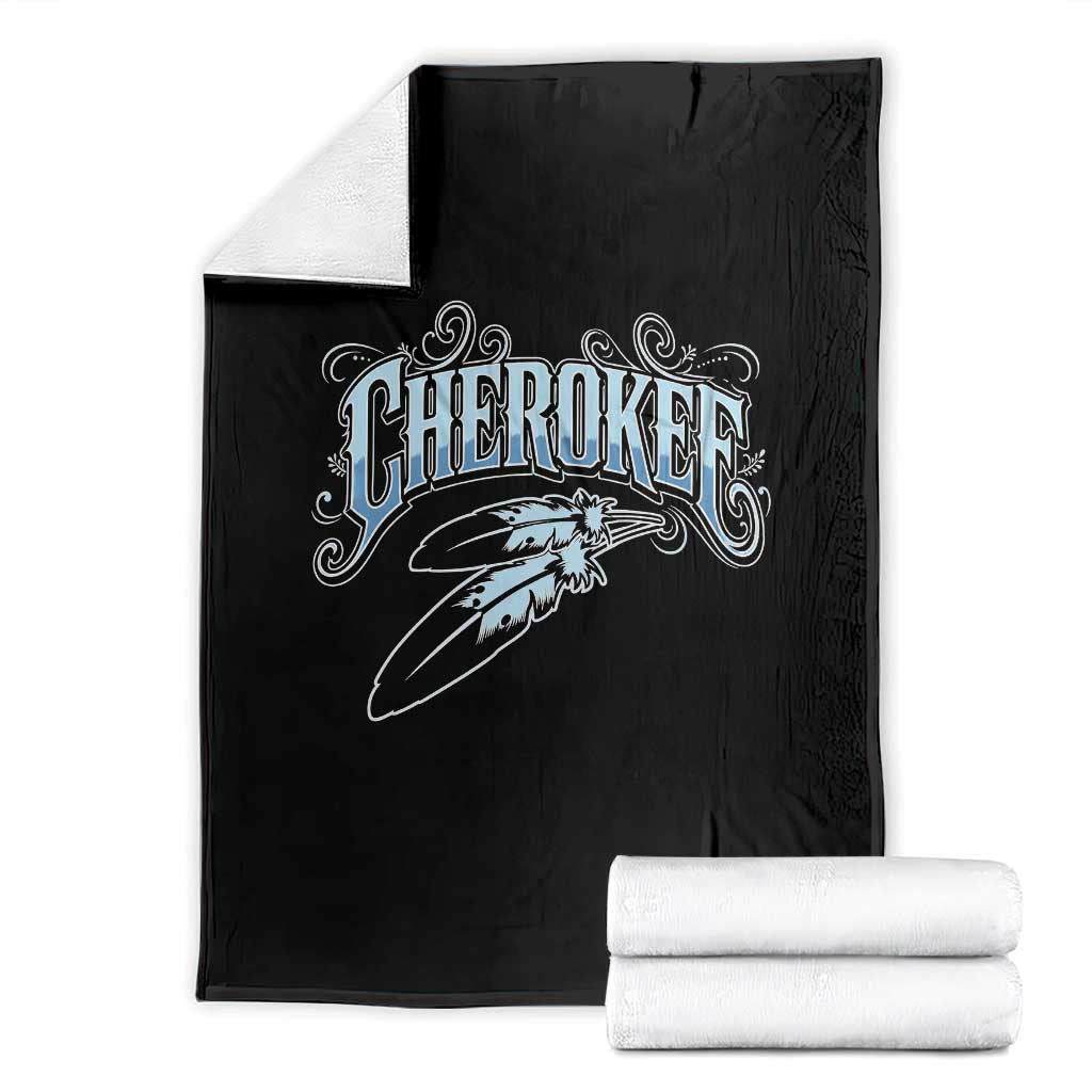 Cherokee Native American Heritage Throw Blanket Blue Feather Filigree Typography TS12 Black Print Your Wear
