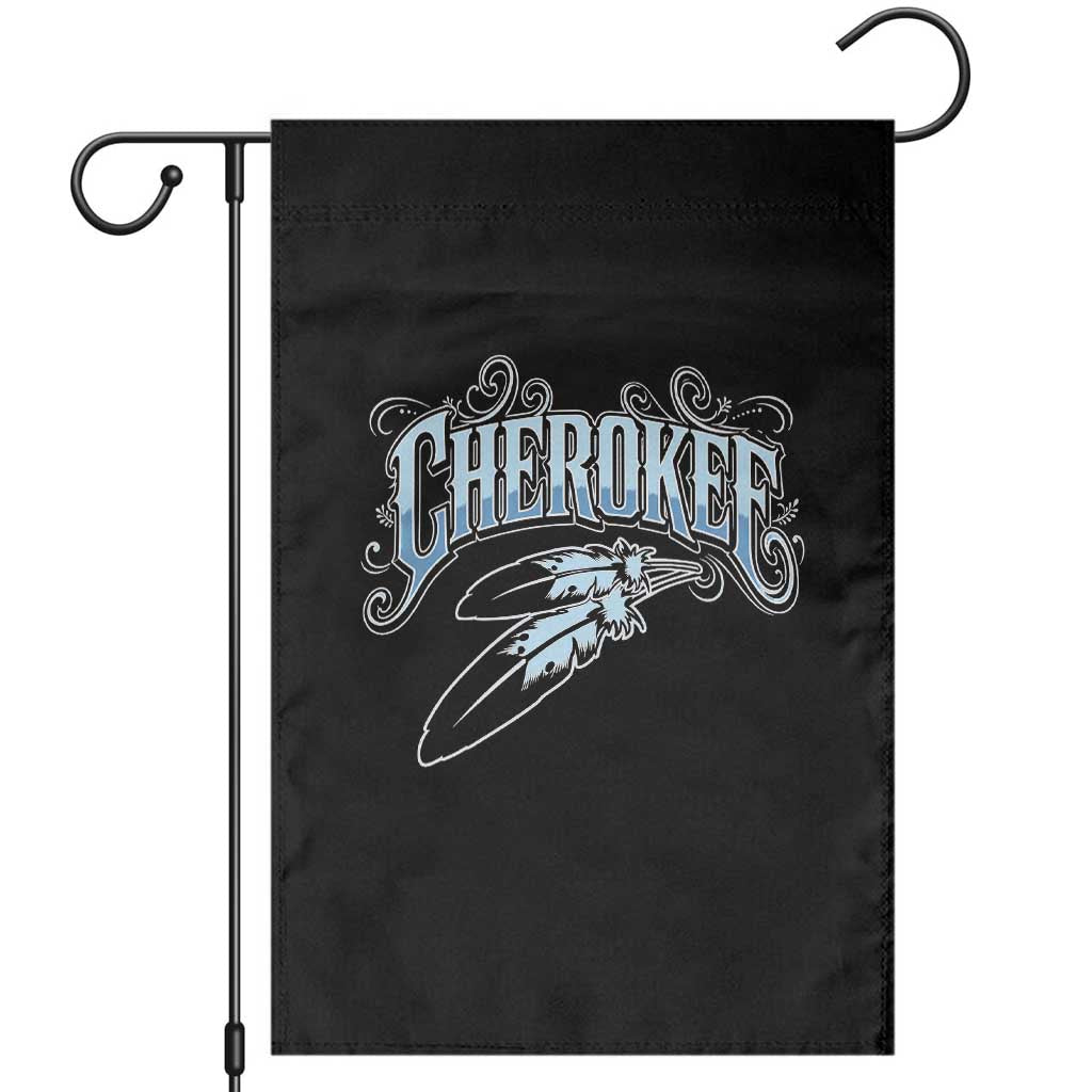 Cherokee Native American Heritage Garden Flag Blue Feather Filigree Typography TS12 Black Print Your Wear