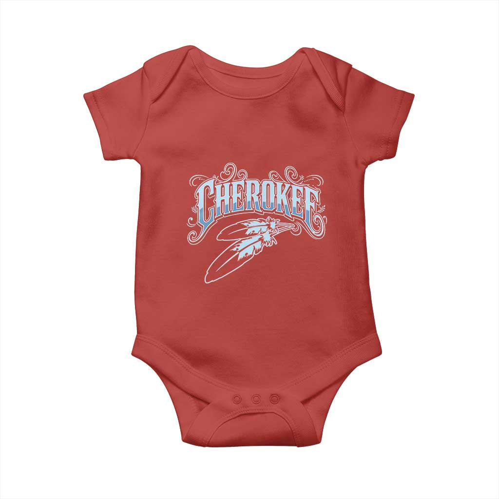 Cherokee Native American Heritage Baby Onesie Blue Feather Filigree Typography TS12 Red Print Your Wear