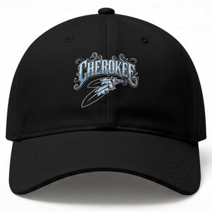 Cherokee Native American Heritage Baseball Cap Blue Feather Filigree Typography TS12 Print Your Wear