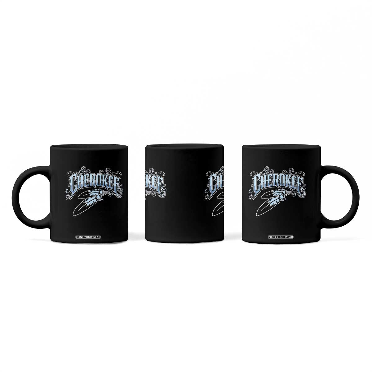 Cherokee Native American Heritage Coffee Mug Blue Feather Filigree Typography TS12 Print Your Wear