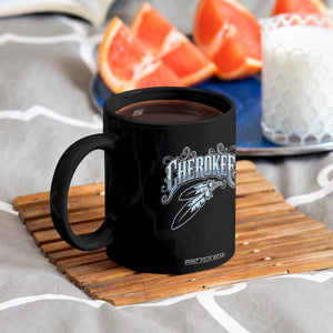 Cherokee Native American Heritage Coffee Mug Blue Feather Filigree Typography TS12 Print Your Wear