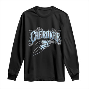 Cherokee Native American Heritage Long Sleeve Shirt Blue Feather Filigree Typography TS12 Black Print Your Wear