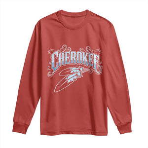 Cherokee Native American Heritage Long Sleeve Shirt Blue Feather Filigree Typography TS12 Red Print Your Wear