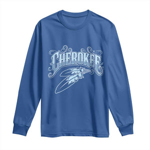Cherokee Native American Heritage Long Sleeve Shirt Blue Feather Filigree Typography TS12 Royal Blue Print Your Wear