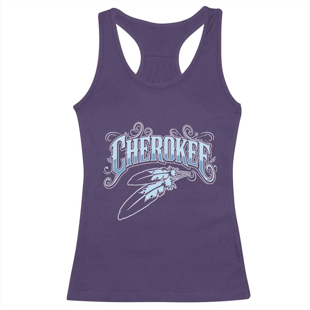 Cherokee Native American Heritage Racerback Tank Top Blue Feather Filigree Typography TS12 Purple Print Your Wear