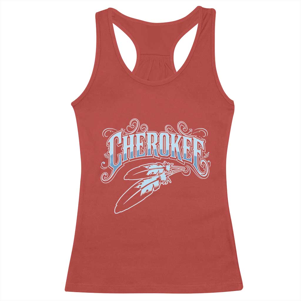 Cherokee Native American Heritage Racerback Tank Top Blue Feather Filigree Typography TS12 Red Print Your Wear