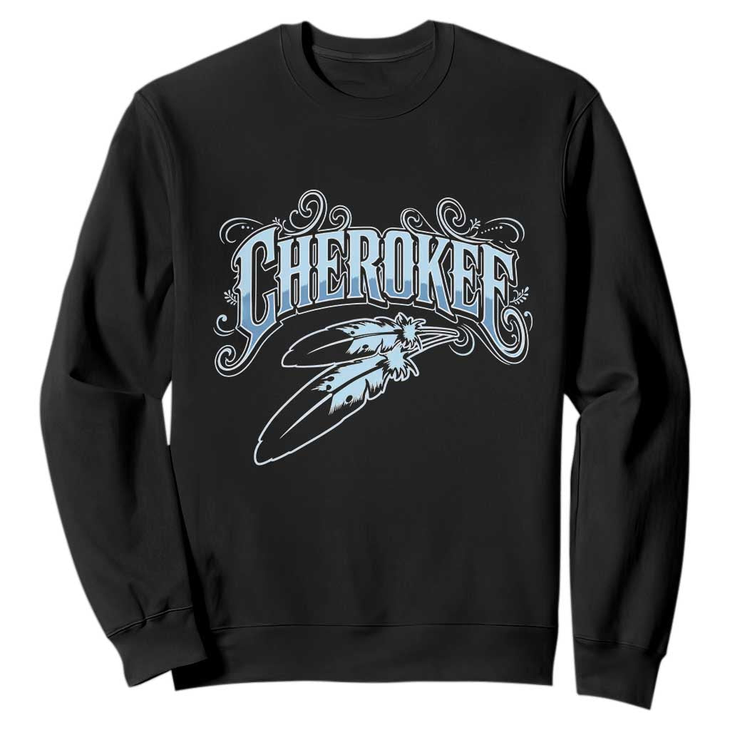 Cherokee Native American Heritage Sweatshirt Blue Feather Filigree Typography TS12 Black Print Your Wear