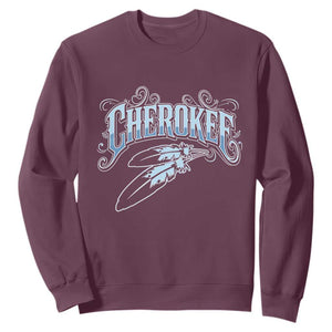 Cherokee Native American Heritage Sweatshirt Blue Feather Filigree Typography TS12 Maroon Print Your Wear
