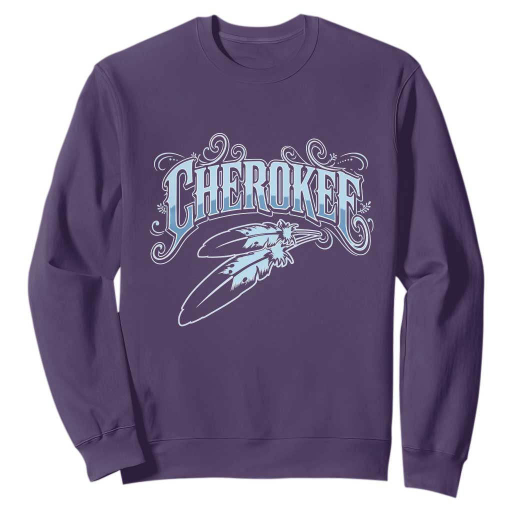 Cherokee Native American Heritage Sweatshirt Blue Feather Filigree Typography TS12 Purple Print Your Wear