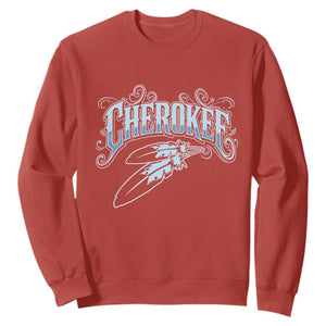Cherokee Native American Heritage Sweatshirt Blue Feather Filigree Typography TS12 Red Print Your Wear