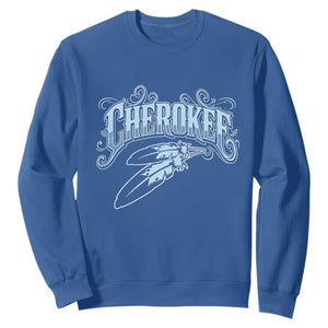Cherokee Native American Heritage Sweatshirt Blue Feather Filigree Typography TS12 Royal Blue Print Your Wear