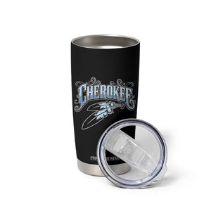 Cherokee Native American Heritage Tumbler Cup Blue Feather Filigree Typography TS12 Print Your Wear