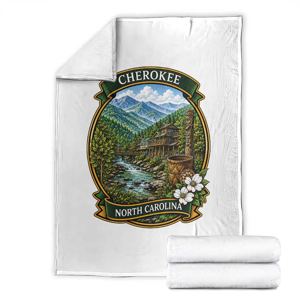 Vintage Great Smoky Mountains Throw Blanket Cherokee North Carolina Landscape TS12 White Print Your Wear