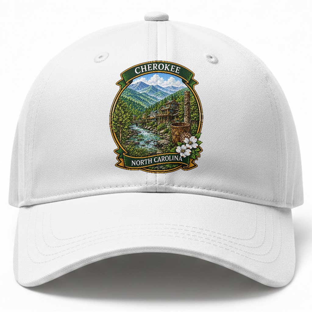 Vintage Great Smoky Mountains Baseball Cap Cherokee North Carolina Landscape TS12 Print Your Wear
