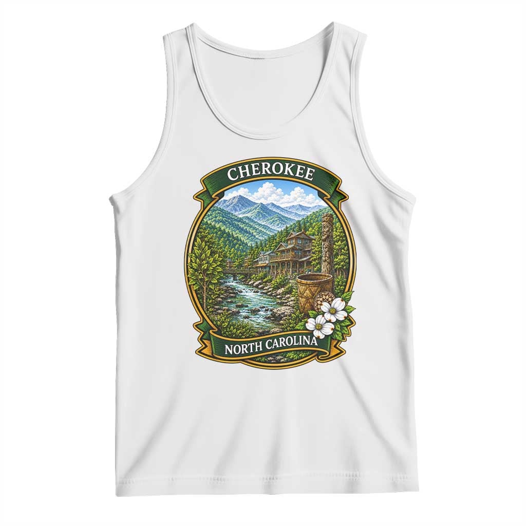 Vintage Great Smoky Mountains Tank Top Cherokee North Carolina Landscape TS12 White Print Your Wear