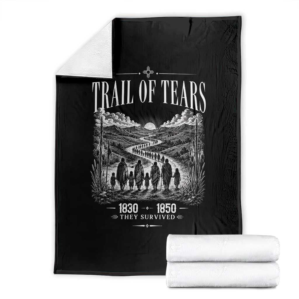 Cherokee History Native American Vintage Gift Throw Blanket They Survived Trail Of Tears TS12 Black Print Your Wear