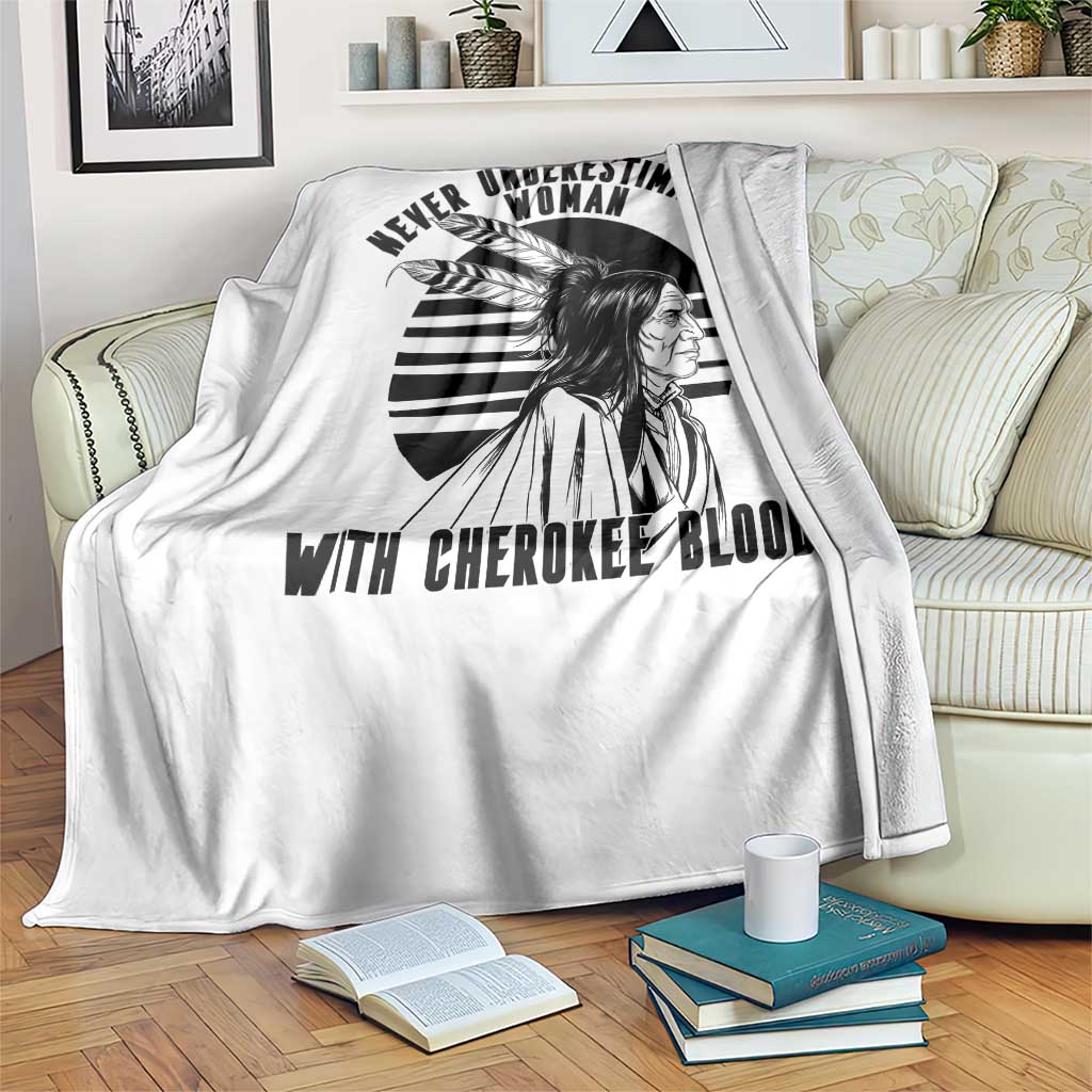 Never Underestimate A Woman With Cherokee Blood Throw Blanket Native American Heritage Gift TS12 Print Your Wear