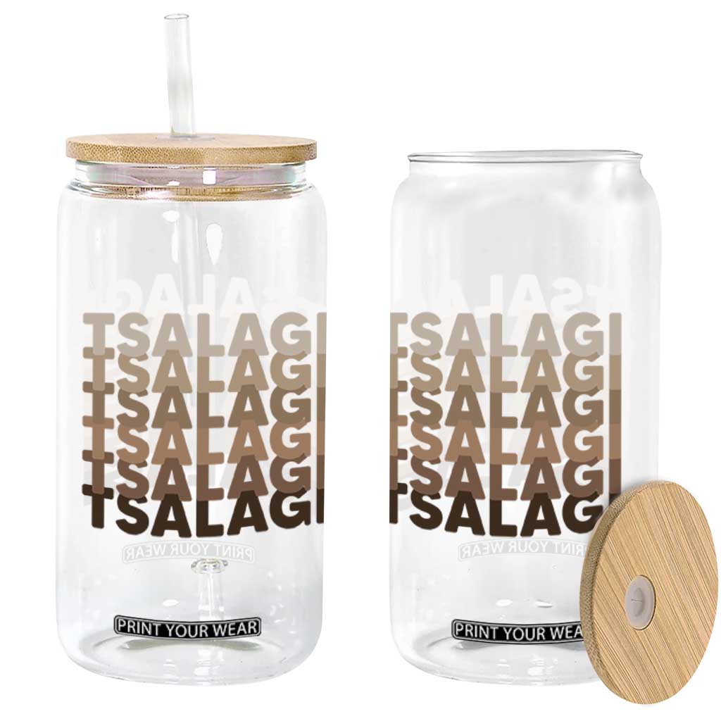 Cherokee Tsalagi Heritage Pride Stacked Typography Glass Can TS12 Print Your Wear