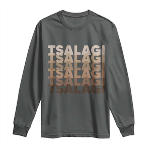 Cherokee Tsalagi Heritage Pride Stacked Typography Long Sleeve Shirt TS12 Dark Heather Print Your Wear