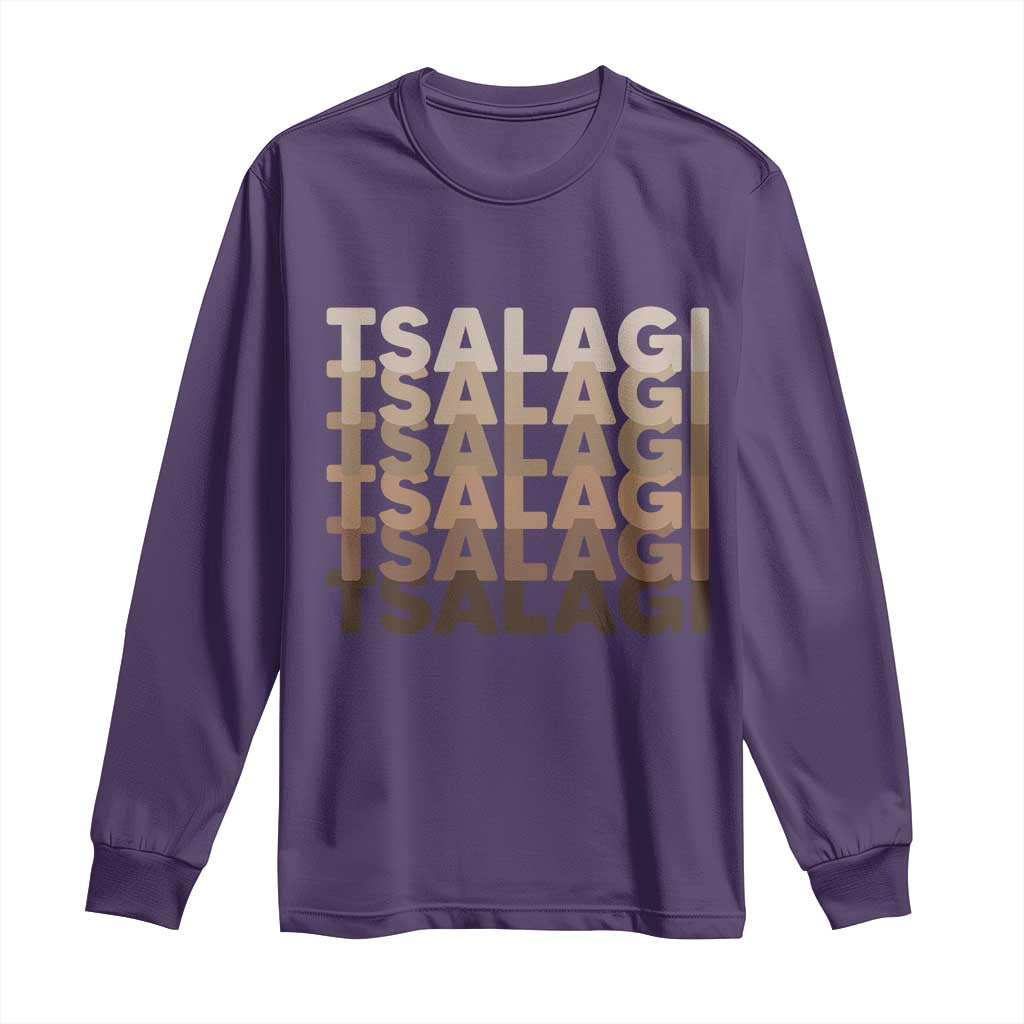 Cherokee Tsalagi Heritage Pride Stacked Typography Long Sleeve Shirt TS12 Purple Print Your Wear