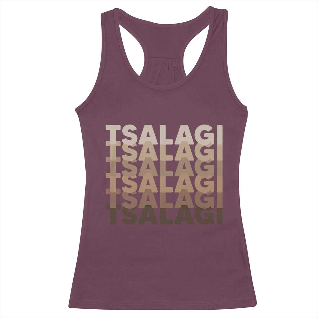 Cherokee Tsalagi Heritage Pride Stacked Typography Racerback Tank Top TS12 Maroon Print Your Wear