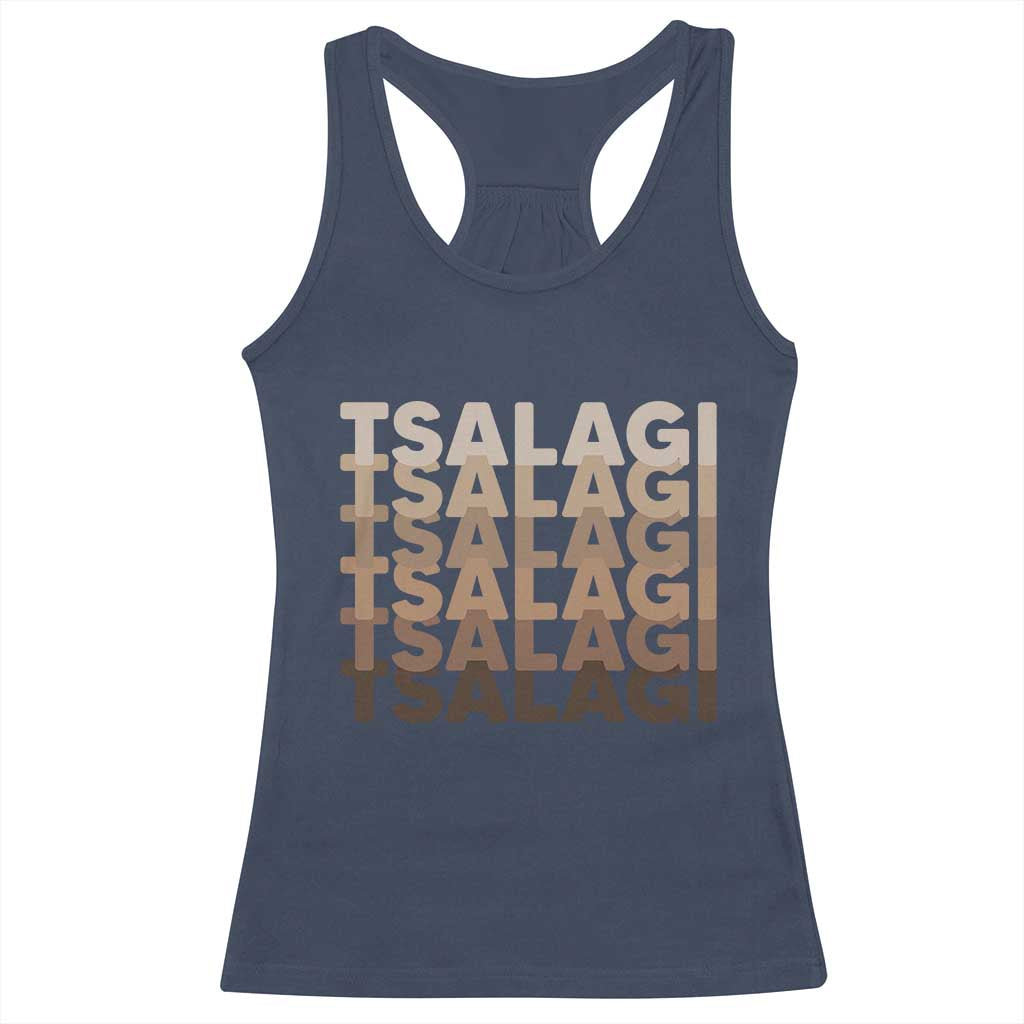 Cherokee Tsalagi Heritage Pride Stacked Typography Racerback Tank Top TS12 Navy Print Your Wear