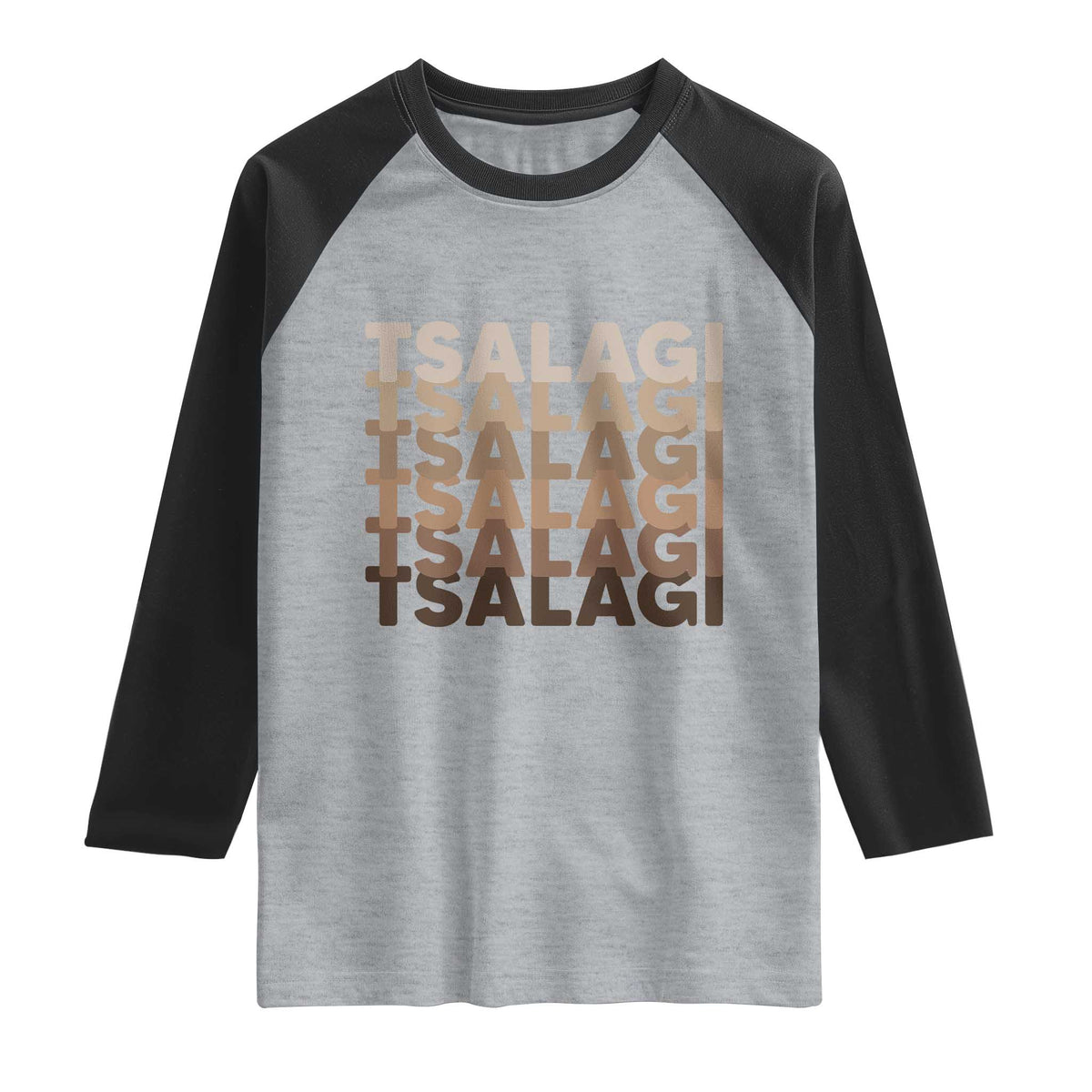 Cherokee Tsalagi Heritage Pride Stacked Typography Raglan Shirt TS12 Heather Gray Black Print Your Wear