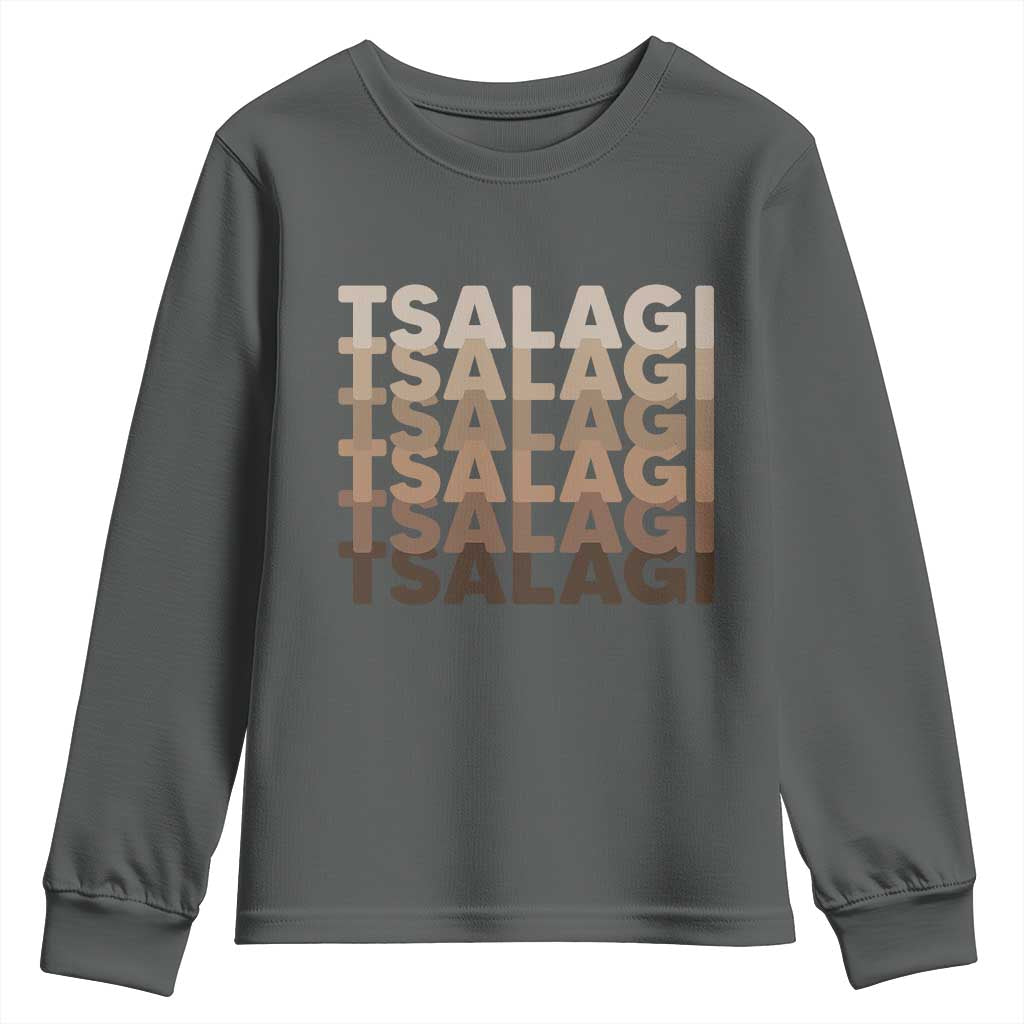 Cherokee Tsalagi Heritage Pride Stacked Typography Youth Sweatshirt TS12 Dark Heather Print Your Wear