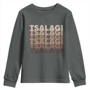 Cherokee Tsalagi Heritage Pride Stacked Typography Youth Sweatshirt TS12 Dark Heather Print Your Wear