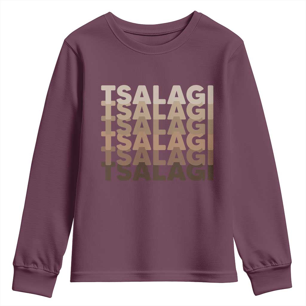 Cherokee Tsalagi Heritage Pride Stacked Typography Youth Sweatshirt TS12 Maroon Print Your Wear
