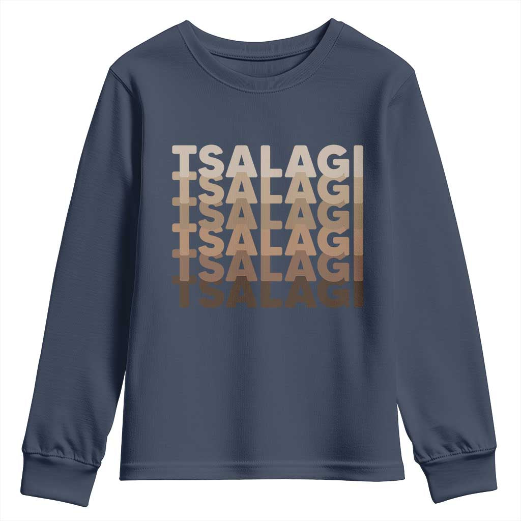 Cherokee Tsalagi Heritage Pride Stacked Typography Youth Sweatshirt TS12 Navy Print Your Wear