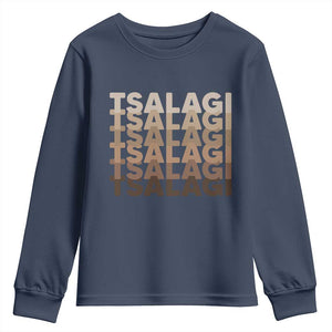 Cherokee Tsalagi Heritage Pride Stacked Typography Youth Sweatshirt TS12 Navy Print Your Wear