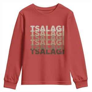 Cherokee Tsalagi Heritage Pride Stacked Typography Youth Sweatshirt TS12 Red Print Your Wear