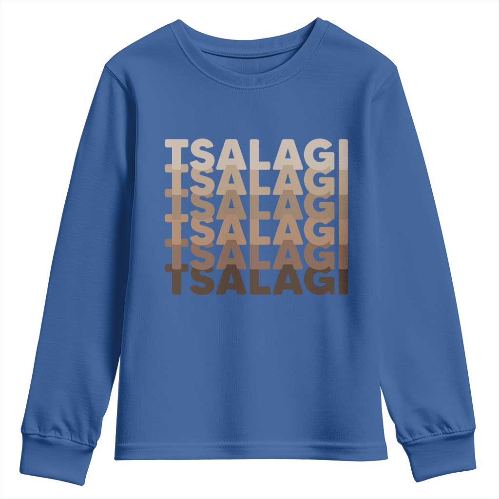 Cherokee Tsalagi Heritage Pride Stacked Typography Youth Sweatshirt TS12 Royal Blue Print Your Wear