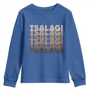 Cherokee Tsalagi Heritage Pride Stacked Typography Youth Sweatshirt TS12 Royal Blue Print Your Wear