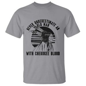 Never Underestimate An Old Man With Cherokee Blood T Shirt Native American Heritage Gift TS12 Sport Gray Print Your Wear