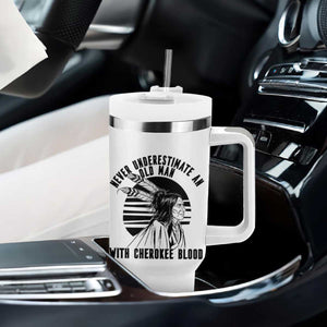 Never Underestimate An Old Man With Cherokee Blood Tumbler With Handle Native American Heritage Gift TS12 Print Your Wear