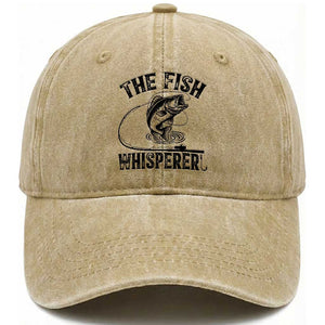 Funny The Fish Whisperer Washed Cotton Baseball Cap Fishing Lover Angler Gift TS12 Print Your Wear