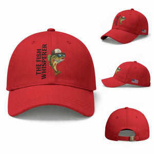Funny The Fish Whisperer Fishing Baseball Cap Angler Lover Gift TS12 Baseball Cap Universal Fit Red Print Your Wear