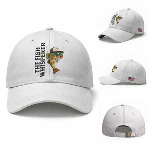 Funny The Fish Whisperer Fishing Baseball Cap Angler Lover Gift TS12 Baseball Cap Universal Fit White Print Your Wear