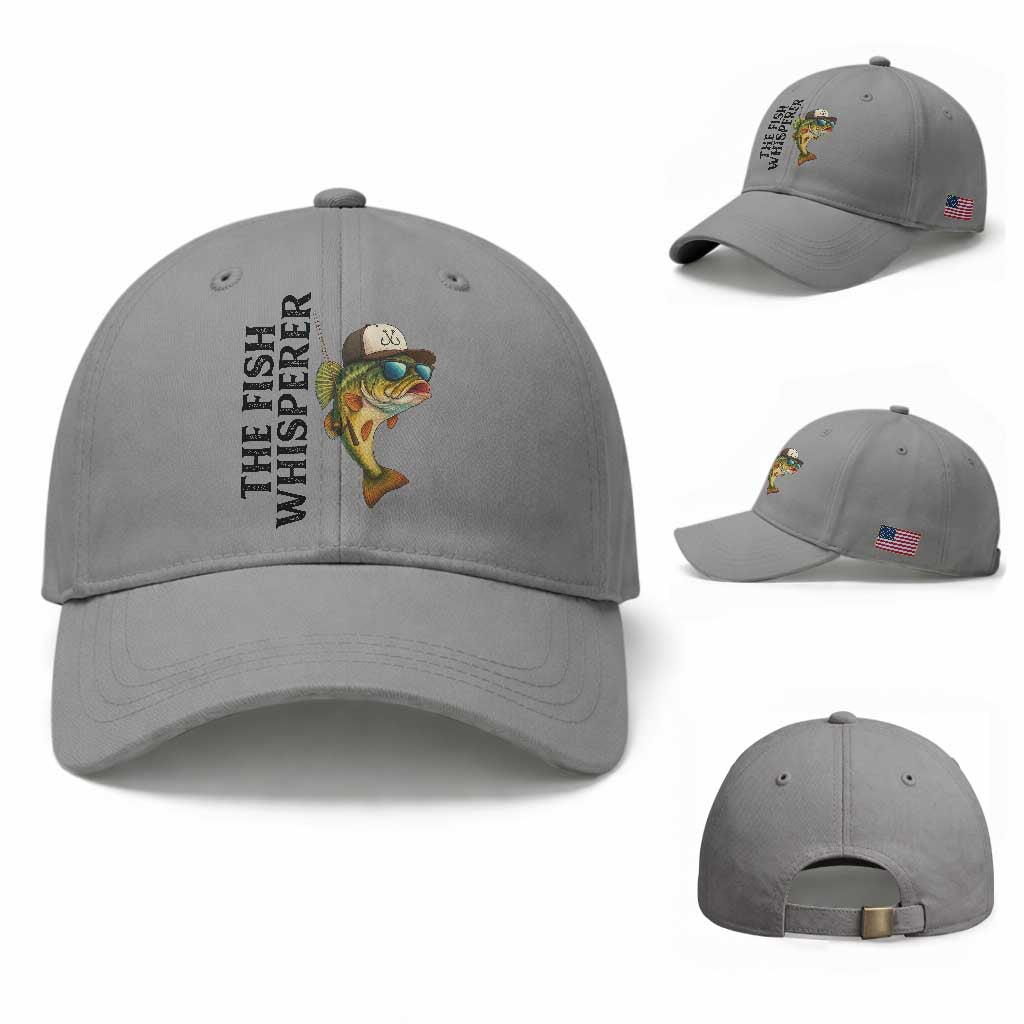 Funny The Fish Whisperer Fishing Baseball Cap Angler Lover Gift TS12 Baseball Cap Universal Fit Sport Gray Print Your Wear